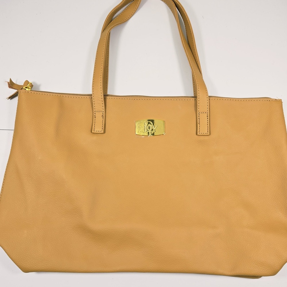 Joy Mangano Leather Tote Bag With Wallet Warm Camel Leather New!